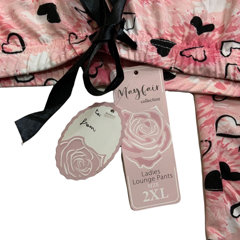 Mayfair Women’s Lounge Pants Pajama Bottom  Drawstring Hearts 2XL  Ladies Plus - Picture 3 of 8
